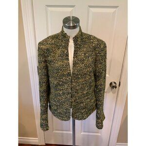 Lafayette 148 New York Green & White Tweed Jacket, Size 12